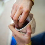 Rebecca Brown working in her studio 2019